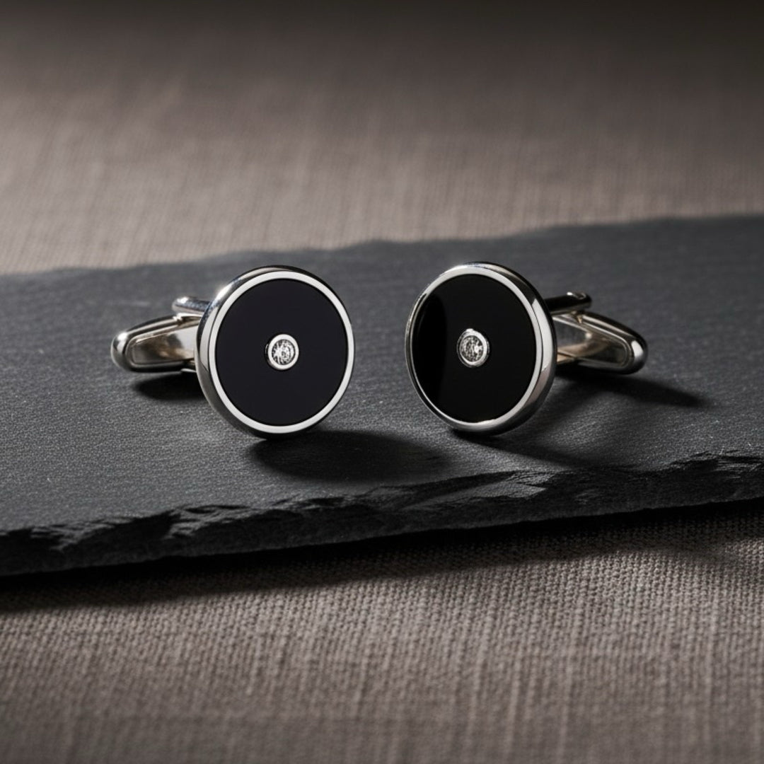 Diamond Black Agate Cufflinks